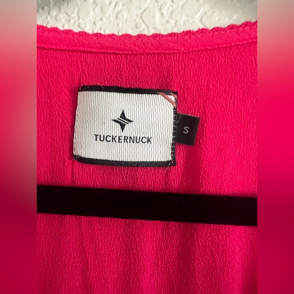 Tuckernuck Francesca Short Sleeve Maxi Ruffle Faux Wrap Dress In Hot Pink.Size S - Picture 6 of 12